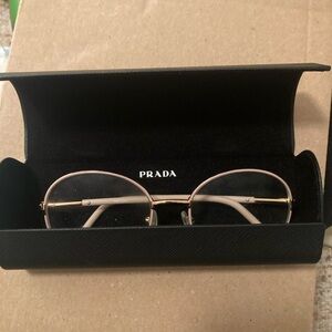 PRADA Round Metal Frame Glasses - blush